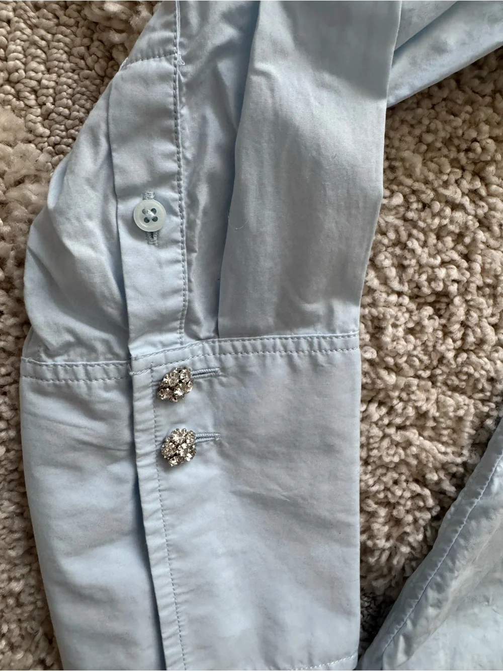 J.Crew Light Blue Garçon Shirt Jewel Buttons White Classic Cotton Poplin 8 $148